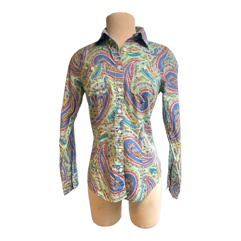 Van Heusen Paisley Perl Button Up Shirt Size S/P